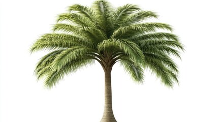 Fototapeta premium Elegant silhouette of a tropical palm tree with sharp detail, isolated on white