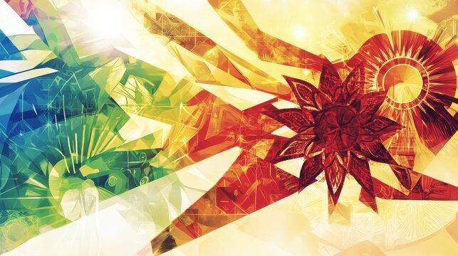 Digital art for conference  modern filipino design with tech aesthetics and banig patterns