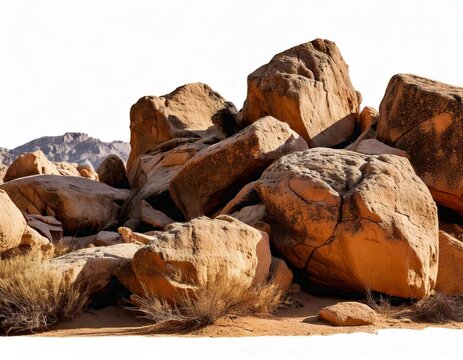 Rock stones isolated formation located part of the mountain, Group of Brown Cliff Rock natural stone with rough texture surface