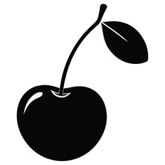 Cherry Silhouette Vector Art Illustration and Black Cherry Artwork Design