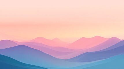 Pastel Mountainscape at Sunrise Soft Hues