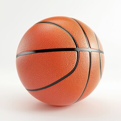 Obraz premium Standard official-size basketball with natural grip lines, placed on a bright white background