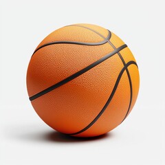 Fototapeta premium Standard official-size basketball with natural grip lines, placed on a bright white background