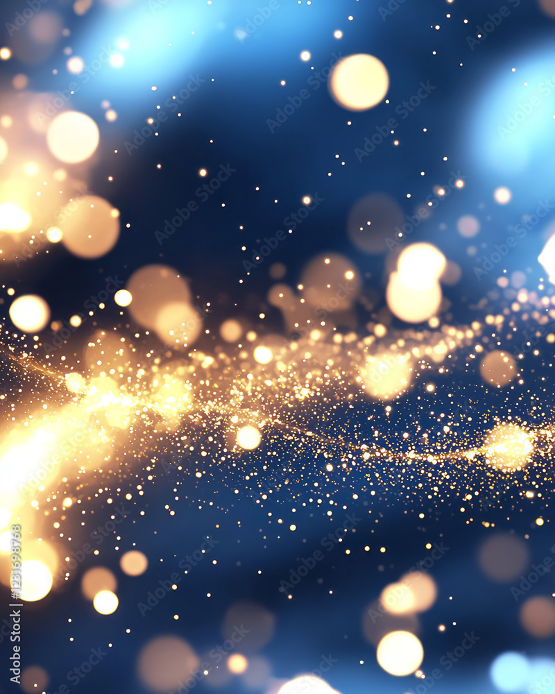 Leinwandbilder a mesmerizing digital backdrop featuring swirling gold dust motes against a dreamy azure base, creat