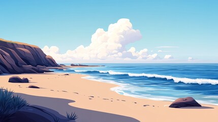 Coastal Paradise, Serene Beach Scene