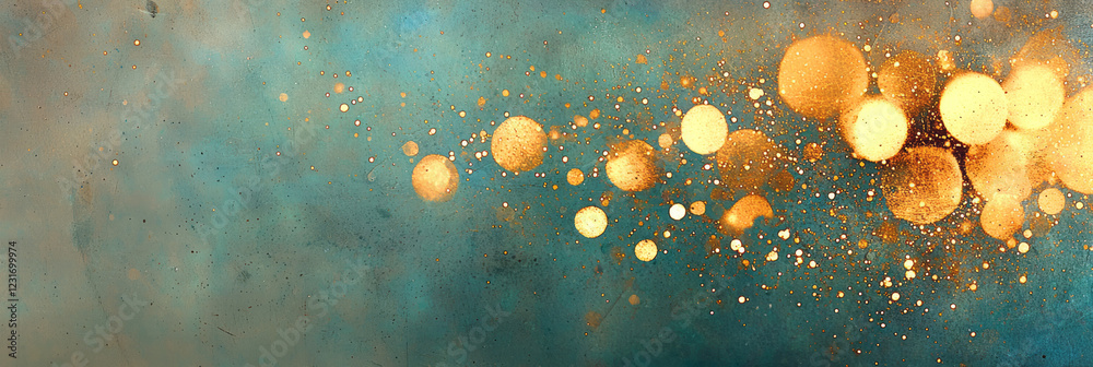 Aufkleber a vibrant composition merging metallic gold flecks with scattered blue highlights, all blurred into 