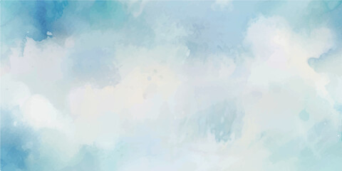 A Dreamlike Watercolor Sky in Light Blue Tones, Complete with Gentle, Fluffy Clouds That Flow Gracefully Across the Sky, Evoking an Atmosphere of Tranquil Beauty and Peacefulness Perfect for Relaxatio