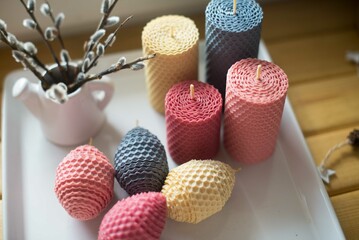 Easter, eggs, candles, comfort, festive table, Easter decor