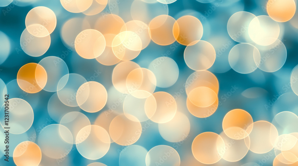 Aufkleber a luminous bokeh-inspired layout where scattered golden lights intermingle with deep azure tones, su