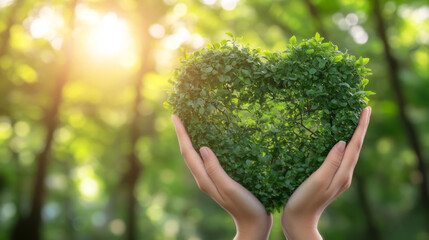 Hands Holding Heart-Shaped Greenery in Sunlight