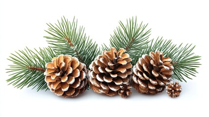 Christmas pinecone isolated on a transparent or white background. 