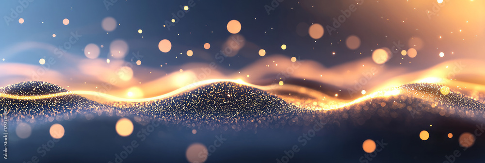 Aufkleber a high-contrast abstract design with bright gold glitter dancing against a shaded indigo field, high