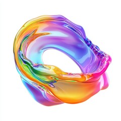 Vibrant rainbow-colored liquid splash frozen in mid-air, isolated on a clean white background