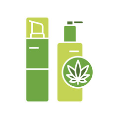 Cosmetics with hemp oil flat icon.