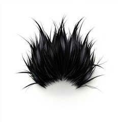 Obraz premium of Short spiky black hair strands with a gelled look, centered on a clean white background