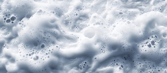 Close-up textured foam, bubbly surface, white background, cleaning product
