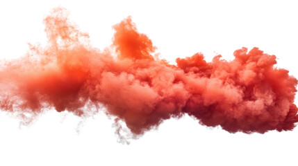 Realistic orange smoke isolated on transparent background, ideal for compositing