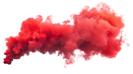 Red smoke bomb exploding on transparent background