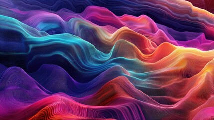Obraz premium Vibrant multicolor glowing data streams forming an abstract futuristic digital landscape