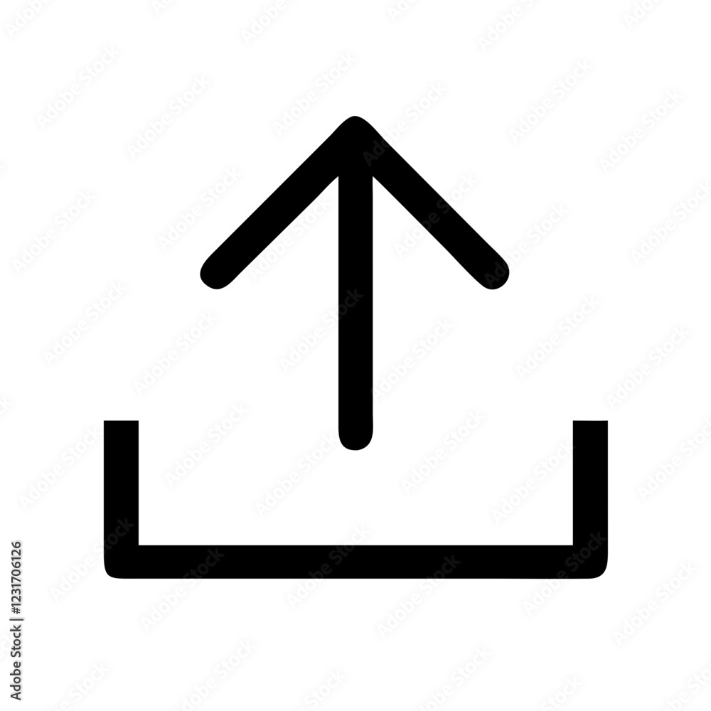 Poster upload icon represents file transfer and data sharing concept in design