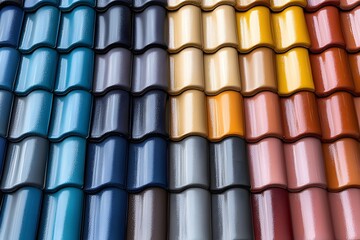 Colorful Ceramic Roof Tiles Pattern for Architectural Design and Decoration