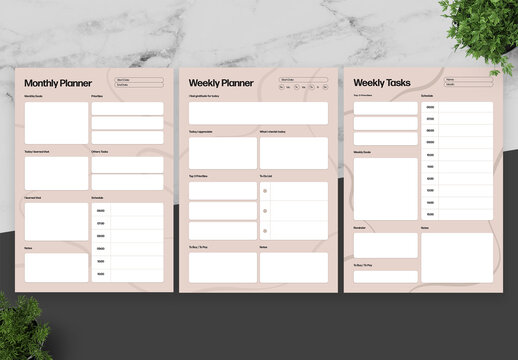 Beige And Black Planner