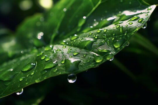 Water drop on leaf Generative AI