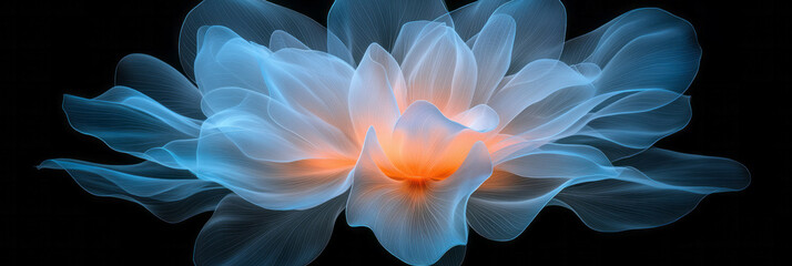 Obraz premium A high-resolution close-up shot capturing thin, detailed flower veins under an x-ray effect, highlighting the fragile beauty of each petal,