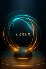 Stage with light lines effect on black background