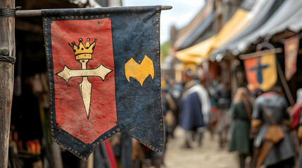 Photo - Medieval Market Scene Royal Ensign Symbolism History