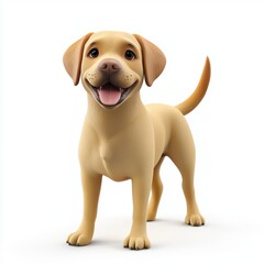 Fototapeta premium Labrador Retriever with a happy expression and wagging tail, isolated on a clean white background