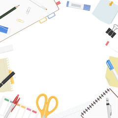 文房具のフレーム、背景素材、正方形サイズ