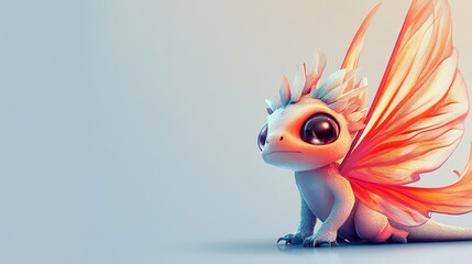 Cute baby dragon, wings, fantasy, studio, light background, children's book