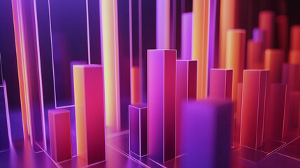 Obraz premium A dynamic, 3D bar chart with multiple categories, highlighting the differences between them. The bars are solid and visually impactful, with labels and values displayed above them.