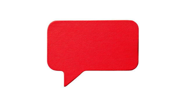 Red speech bubble communicating a message on transparent background