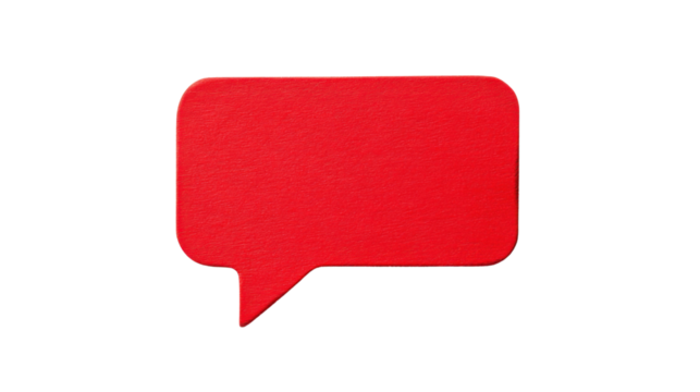 Red speech bubble communicating a message on transparent background - Powered by Adobe