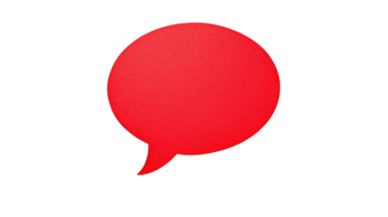 Red speech bubble communicating a message on transparent background
