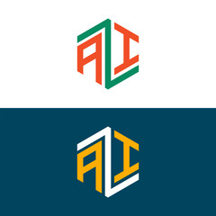 AI IA letter logo set design