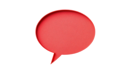 Red speech bubble communicating on transparent background