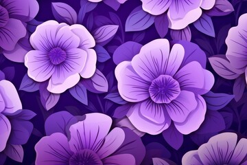 Fototapeta premium Purple flowers and leaves create a luxurious and elegant floral background