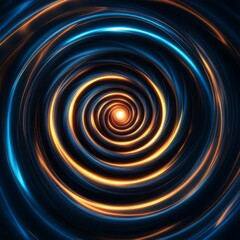 Fototapeta premium A mesmerizing abstract spiral with glowing blue and orange lights, creating a dynamic and futuristic visual effect.
