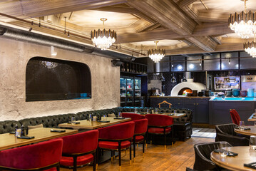Interior of a fashionable modern restaurant