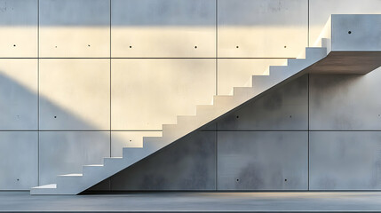 3D Illustration Concrete Stairs Minimalist Architecture Background