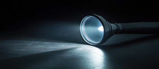 A focused flashlight casting a bright beam on a textured surface in a dark background symbolizes guidance and illumination in search control.