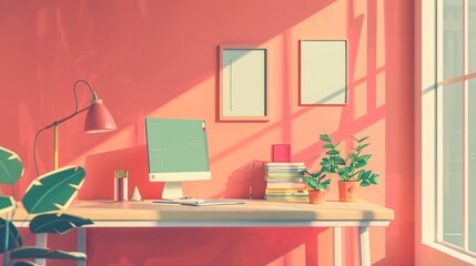 Fototapeta premium Creative Workspace: Blank Note Pad on Desk for Education, Study, and Work Productivity