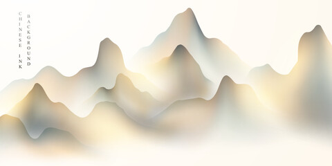 Modern design vector illustration of beautiful Chinese ink landscape painting.