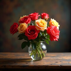 Enchanting Roses Vibrant Beauty on Weathered Wood