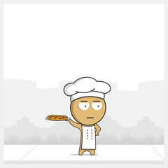 Cook with pizza in his hands