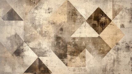 Abstract geometric pattern featuring muted tones and textured surfaces.