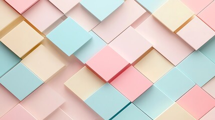 Abstract Pastel Cubes Geometric Pattern Design